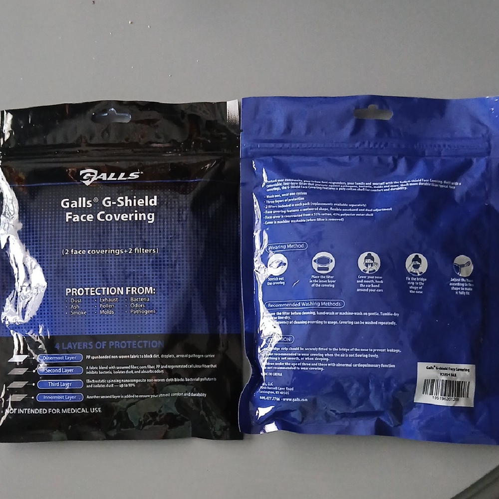 Lot of 2 Packages Galls G-Shield Face Covering 4 Masks Total